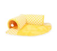 2 in 1 Cat Tunnels for Indoor Cats, Soft Kitten Tunnel with Removable Plush Mat, Peekaboo Cat Cave Cat Activity Mat for Pets Cats Dogs Rabbits