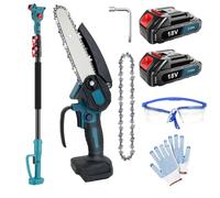 2-in-1 Chainsaw & Pole Pruner for Makita 18V Battery, Cordless Chainsaw with 2x3.0Ah Batteries & Charger, Telescopic Pole Extendable from 1.3 to 2.5m,4000 RPM,180° Rotating,for Cutting Wood/Trees