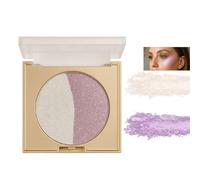 2-in-1 Champagne Highlighter Makeup Palette - Pearl Silver & Champagne Purple Duo - Long-Lasting Shimmer Contour Powder for eye Face & Cheek, Soft Glow Glitter Highlighter Eyeshadow