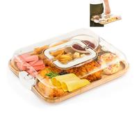 2-in-1 Charcuterie Boards with Locking Lid and Handle, Portable Travel Cheese Board, Cheese Platter, Bamboo Cutting Board for Kitchen, House Warming Gift, Wedding Gifts, Bridal Shower