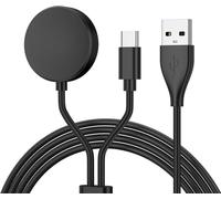 2 in 1 Charging Cable USB-C for Samsung Galaxy Watch 7/6/5/4/3/Classic, Pro 5/4, Active Watch 2/1, Galaxy Buds/Live/+, 5ft Fast Charging Cable for Galaxy S22/21/20/10 Black