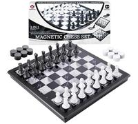 2 in 1 Chess Set & Magnetic Board Game, 13 Inch Foldable Travel Board Game, Durable Plastic, Puzzles and Strategy Toys for Kids Adults