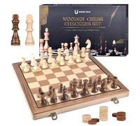 2-in-1 Chess Set, Wooden Chess Board, Portable Chess Board, Foldable Travel Chess, Chess Game Children, Chess Game Magnetic Set for Party Family Activities 39 x 39 cm