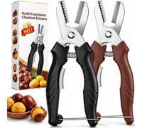 2-in-1 Chestnut Shear Score & Peel, Dual-Edge Cutter with Scissors，A | 2027 New Cutter Tool Nut Set Brown Large Ergonomic Design Kitchen Scissors Cut Remove the Tops of Spiny Burrs Peeling