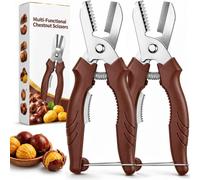 2-in-1 Chestnut Shear Score & Peel, Dual-Edge Cutter with Scissors，B | 2027 New Cutter Tool Nut Set Brown Large Ergonomic Design Kitchen Scissors Cut Remove the Tops of Spiny Burrs Peeling