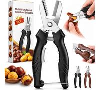 2-in-1 Chestnut Shear Score & Peel, Dual-Edge Cutter with Scissors，Black | 2027 New Cutter Tool Nut Set Brown Large Ergonomic Design Kitchen Scissors Cut Remove the Tops of Spiny Burrs Peeling