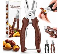 2-in-1 Chestnut Shear Score & Peel, Dual-Edge Cutter with Scissors，Brown | 2027 New Cutter Tool Nut Set Brown Large Ergonomic Design Kitchen Scissors Cut Remove the Tops of Spiny Burrs Peeling