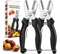 2-in-1 Chestnut Shear Score & Peel, Dual-Edge Cutter with Scissors，C | 2027 New Cutter Tool Nut Set Brown Large Ergonomic Design Kitchen Scissors Cut Remove the Tops of Spiny Burrs Peeling