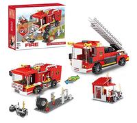 2 in 1 City Fire Truck, Building Toys, Rescue Fire Engine with Firefighter, Gift for Boys & Girls 6 plus Years Old, Emergency Vehicle, Creative Toys, 184 Pieces