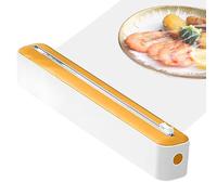 2-in-1 Cling Film Dispenser and Cutter, Plastic Wrap Dispenser with Cutter, Adjustable Plastic Wrap Organizer for Aluminum Foil, Cling Film & Baking Paper, Safe Refillable Kitchen Roll Holder (Yellow)
