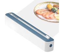 2-in-1 Cling Film Dispenser and Cutter, Plastic Wrap Dispenser with Cutter, Adjustable Plastic Wrap Organizer for Aluminum Foil, Cling Film & Baking Paper, Safe Refillable Kitchen Roll Holder (Blue)