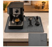 2-in-1 Coffee Mat for Breville One-Touch CoffeeHouse VCF107 2018-2024, Non-Slip Tamping Station Counter Mat Premium Silicone Organizer Drainage Mat,Grey