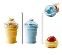 2-in-1 Collapsible Silicone Ice Ball Maker Cup, 2026 New Reusable Portable Ice Sphere Mold with Straw & Lids, Easy Demolding, Leakproof Travel Tumbler for Coffee, Juice, Home, Gym, Outdoor