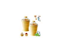 2 in 1 Collapsible Silicone Ice Ball Maker Cup, Foldable Ice Hockey Cup, 6cm Large Sphere IceCubes Tray, Leakproof ICES Ball Coffee Cups for Camping, Office, Cocktails, & Juice (Yellow 2pcs)