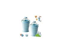 2 in 1 Collapsible Silicone Ice Ball Maker Cup, Foldable Ice Hockey Cup, 6cm Large Sphere IceCubes Tray, Leakproof ICES Ball Coffee Cups for Camping, Office, Cocktails, & Juice (Blue 2pcs)