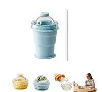 2-in-1 Collapsible Silicone Ice Ball Maker Cup, New Portable Foldable Ice Hockey Cup with Straw & Lid, Easy Demolding, Leak-Proof Reusable Coffee Cups for Coffee, Juice, Home, Gym, Outdoor (A#)