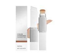 2-in-1 Color Changing Foundation Stick, Full Coverage Lightweight Moisturise Finish Base Makeup Dual-Ended with Brush (Dark Skin)