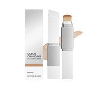 2-in-1 Color Changing Foundation Stick, Full Coverage Lightweight Moisturise Finish Base Makeup Dual-Ended with Brush (Natural)