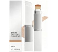 2 in 1 Color Changing Foundation Stick, Korean Makeup Color-Changing Foundation Stick With Detachable Brush, Full To Medium Coverage Base Makeup, For All Skin Types Natural Coverage (Natural)