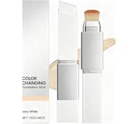 2 in 1 Color Changing Foundation Stick, Korean Makeup Color-Changing Foundation Stick With Detachable Brush, Full To Medium Coverage Base Makeup, For All Skin Types Natural Coverage (Ivory White)