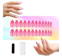 2 in 1 Color Changing Tips 24Pcs Temperature Color Change False Nails Purple Stiletto Nail Art Manicure Kit for Nail Art Home DIY