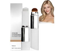 2-in-1 Colour Changing Foundation Stick & Balm,Dual-Ended Full Coverage Foundation & Brush,Hydrating Skin Tint & Concealer,Korean Face Foundation for All Skin Types(Natu/ral)
