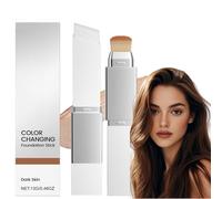 2-in-1 Colour Changing Foundation Stick & Balm Foundation,Cream Founda/tion & Concealer Stick,Waterproof Founda/tion Sti/ck with Brush,Hydrating Color Changing Founda/tion for All Skin Types (Dark)