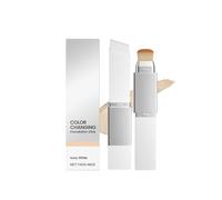 2 in 1 Colour Changing Foundation Stick, Korean Makeup Color-Changing Foundation Stick With Detachable Brush, Medium To Full Coverage Dewy Finish Base Makeup (Ivory)