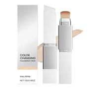 2 In 1 Colour Changing Foundation Stick, White Foundation Stick, Waterproof Concealer, Includes Korean Detachable Brush for Women'S Daily Use Outdoor Travel Beauty (Ivory)