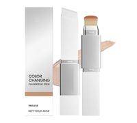 2 In 1 Colour Changing Foundation Stick, White Foundation Stick, Waterproof Concealer, Includes Korean Detachable Brush for Women'S Daily Use Outdoor Travel Beauty (Natural)