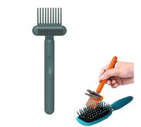 2 in 1 Comb & Hair Brush Cleaner Tool, Double Sided Rake for Removing Pet Hair Lint Dust, Ergonomic Non Slip Handle Cleaning Brush for Home Salon - 6.7in (green)