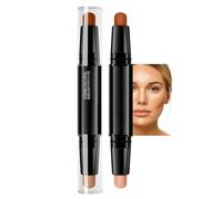 2-in-1 Contour and Highlight Stick - Long Lasting and Hypoallergenic Cream Formula - Smooth Blendable Bronzer & Illuminator Makeup for Natural Sculpting on Light to Medium Skin Tone (Pink & Brown)