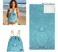 2-in-1 Convertible Beach Towel & Backpack with Inner Zip Pocket & Sand Resistant Fabric, Oversized Microfiber Wearable Beach Bag, Quick-Dry Packable Mat for Camping, Vacation & Cruise-#7