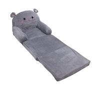 2-in-1 Convertible Kids Couch, Fold Out Chair to Lounger Flip Open Sofa Bed Cartoon Grey Mouse Design, Ideal for Reading Relaxing Sleeping (3 Layers)