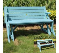 2 in 1 Convertible Outdoor Dining Table & Garden Bench Collapsible Patio Furniture Set with Umbrella Hole for Backyard Deck Porch - Space-Saving Weather-Resistant