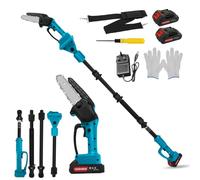 2 in 1 Cordless 6 inch Pole Saw & Mini Chainsaw with 2X 4.0Ah Batteries, Brushless Motor, 2.2m Max Reach Pole Saw Compatible with Makita Battery for Tree Branch Trimming, Pruning