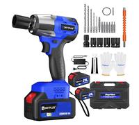 2-in-1 Cordless Brushles Power Impact Wrench, 21V Electric Brushless Impact Driver 420N.m. 1/2" Chuck High Torque 4pc Impact Drill Sockets Fast Charger & Home Tools Kit Set (2 Batteries)