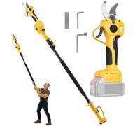 2-in-1 Cordless Electric Scissors Compatible with Dewalt 20V, Electric Pruning Shears with Extension Pole up to 4.57m Range, 35mm Cutting Diameter Pole Gardening Shears for Garden (No Battery)