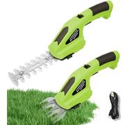 2-in-1 Cordless Grass Shear & Hedge Trimmer, Electric Grass Trimmer, Rechargeable Edge Cutter for Lawn, Edging and Shrub Shear, Handled Electric Hedge Trimmer with 2 Interchangeable Blades