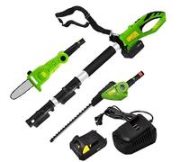 2-in-1 Cordless Hedge Trimmer & Pole Saw with Bar Blade & Battery, Telescopic Tree Pruners for Tree Loppers, Long Reach, Easy Pruning