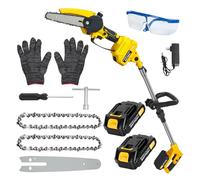 2 in 1 Cordless Pole Saw and Mini Chainsaw, 6" Brushless Electric Chain Saw with 2 x 1.5Ah Battery, 5.9ft MAX Reach Tree Pruning Garden Cutting Tool (Yellow)
