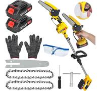 2-in-1 Cordless Pole Saw and Mini Chainsaw,6 Inch Mini Chainsaw Cordless with Extension Pole,Brushless Electric Pole Saw Long Reach Battery Powered Pole Saws for Tree Trimming Pruning and Wood Cutting