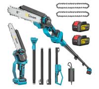 2 in 1 Cordless Pole Saw for Makita 18v, 8 Inch Brushless Electric Cordless Chainsaw & Pole Chainsaw, Extend Pole to 4.2m, 2×4.0ah Battery & 180° Adjustable Head, for Tree Trimming & Cutting Branches
