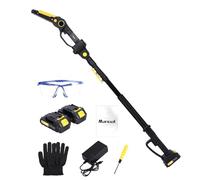2-in-1 Cordless Pole Saw Mini Chainsaw, 4.9-7.5ft Adjustable Pole Saw Polesaw for Tree Pruning, Brushless Electric Chain Saws with 2 Batteries for Tree Branches Pruning, Trimming Black