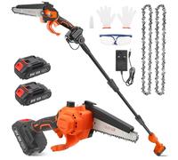 2-in-1 Cordless Pole Saw & Mini Chainsaw 6 Inch, Powerful Electric Chain Saw with Auto Oiler, 2*1500mAh Battery, 7.8ft Long Reach Extension Pole Pruner,Handheld Pruning Shears for Tree Branch Trimming