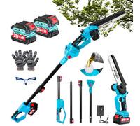 2-in-1 Cordless Pole Saw&Mini Chainsaw, 8" Brushless Electric Cordless Chainsaw&Pole Chainsaw, Electric Pole Saw Long Reach with 2×4.0ah Battery, Extend Pole to 13.8ft, for Tree Trimming Wood Cutting