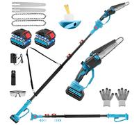 2-in-1 Cordless Pole Saw & Mini Chainsaw, 8" Electric Saw, 2.5m Long Reach Telescopic Pole Pruner Brushless Electric pole saw Long Reach Battery Powered pole saw for Tree Trimming Pruning/Wood Cutting