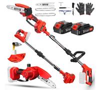 2-in-1 Cordless Pole Saw & Mini Chainsaw, 8-inch Electric Saw Brushless with 2 * 1.5Ah Battery, 90°Adjustable Head Extendable Tree Saw, Chain Saw with Extension Pole for Wood Cutting Trimming Branch