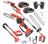 2-in-1 Cordless Pole Saw & Mini Chainsaw, 8-inch Electric Saw Brushless with 2 * 1500mAh Battery, Telescopic Motor Head 180° swiveling, Chain Saw with Extension Pole for Wood Cutting Trimming Branch