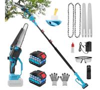 2-in-1 Cordless Pole Saw & Mini Chainsaw, 8 Inch Mini Chainsaw Cordless with Extension pole, Brushless Electric Pole Saw 2.5m Long Reach Battery Powered pole Saw for Tree Trimming Pruning/Wood Cutting